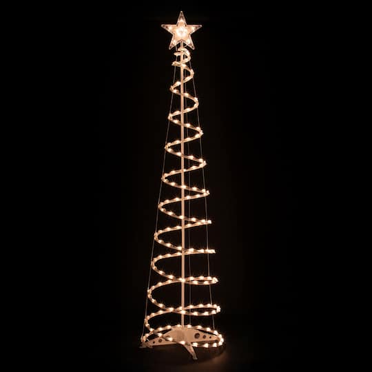2 Pack Pre-Lit White Outdoor Spiral Cone Christmas Trees